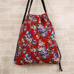 Outdoor Canvas Drawstring Backpack Student Book Shoes Sorted Bag Floral Printed