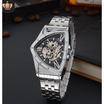 Men Mechanical Watch Skeleton Triangle Dial Automatic Luxury Steel Case Digital