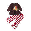 Toddler Kid Baby Girl Thanksgiving Dress Tops Stripe Ruffle Pants Outfit Clothes