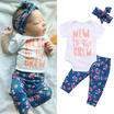 3pcs Infant Baby Girl Boy Clothes Jumpsuit Romper Bodysuit Long Pants Outfit Set
