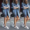 US Womens Hole Patch Denim Ripped Jeans Distressed Denim Jacket Coat Outwear