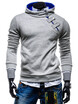 Cotton Blends Stand Collar Zip-Front Pullover Hoodie