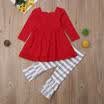 Kids Baby Girls Xmas Outfits Clothes Long Sleeve Tops DressStriped Pants Set AU