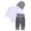 3Pcs Newborn Infant Baby Boy Romper Shirt Pants Hat Pajiamas Outfit Set Clothes