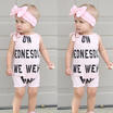UK Baby Girls Kids Letter Bodysuit Romper Headband Jumpsuit Sunsuit Outfits Set