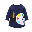 2019 new long-sleeved small childrens paint board printing T-shirt dress