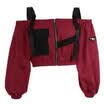 Womens Wine Red Hip Hop Cold Shoulder Zipper Evening Party Casual Loose Tops
