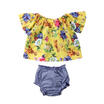 Newborn Toddler Baby Girls Off Shoulder Floral Tops Shorts 2Pcs Outfits Clothes