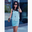 New Casual Summer Womens Dress Chiffon Round Neck Sleeveless Tunic Sundress Blue