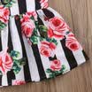 Floral Toddler Kid Baby Girl Striped Dress Princess Party Pageant Dress Sundress