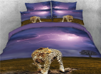 3D Leopard&Rainstorm Printed Cotton 4-Piece Bedding Sets