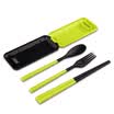 Kelipi portable green tableware set outdoor camping travel tableware stainless steel spoon chopsticks bowl three-piece round bag green KLB1126