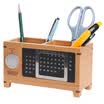 TRNFA TN-M680 pen holder solid wood storage seat double grid calendar pen holder wooden storage box remote control mobile phone storage supplies office desk finishing lockers