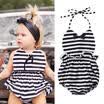 Newborn Infant Baby Girls Black & White Romper Bodysuit Jumpsuit Outfits Clothes