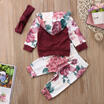 3PCS Newborn Baby Girls Kids Hooded Tops ShirtLong Pants Outfits Set Tracksuit