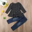 US Toddler Baby Kid Girl Dress Top T-shirtDenim Ripped Pants Outfit Clothes Set