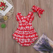 Newborn Toddler Baby Girl Clothes Christmas Romper Bodysuit Headband Set Outfit