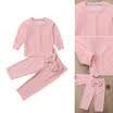 Toddle Baby Kids Girl Solid Velvet Long Sleeve Top Long Pants Clothes Outfit