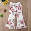 Summer Beach Soft Baby Girl Kid Bell-Bottom Pants Floral Loose Pants Trousers UK