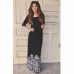Women Ladies Lace Boho Long Sleeve Party Evening Cocktail Prom Maxi Long Dress A