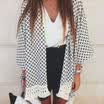 Small Women Blouse Geometry Printed Summer Chiffon Coat Shawl Kimono Cardigan CA