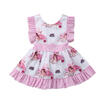 UK Kids Baby Girl Princess Party Cartoon Plaid Sleeveless Dress Sundress Clothes