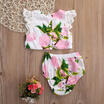 Summer Baby Girls Floral Clothes Lace Sleeve Tops Pants Shorts Outfits Set 0-24M