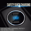 NeillieN Fast-charging car chargerGeneral Vehicle chargerall-metal digital display 36A car chargerDual USB vehicle charger