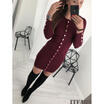 Women Winter Knitted Jumper Gray Sweater Tops Pullover Knitwear Long Tops Dress