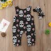 Canis 2Pcs Newborn Baby Boys Girls Skull Romper Jumpsuit Headband Outfit Clothes