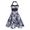 Vintage Floral Skull Print Backless Dress