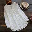 Women Floral Lace Embroidery Long Sleeve Loose Baggy Top Shirt V-Neck Blouse Top