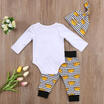 Adorable 3pcs Newborn Baby Boy Cotton Tops Romper Pants Hat Outfits Set Clothes