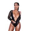 UK STOCK Women Mesh Lingerie Bodysuit Strappy Plunge V Neck Bodycon Leotard Tops