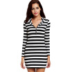 Casual Hooded Striped Short Mini Dress