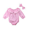 US Newborn Baby Girl Clothes Ruffle Romper Jumpsuit Bodysuit Headband Outfit Set