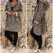 Womens Lady Leopard Hooded Long Coat Cardigan Loose Outwear Kimono Jacket Trench