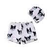 Cute Kids Baby Girl Boys Swimsuit Swimwear Bulldog Swim Shorts Hat Summer Beach