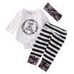 3Pcs Newborn Baby Girl Outfit Clothes Romper Jumpsuit Bodysuit Pants Headband UK