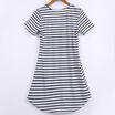 Summer Women Casual Short Sleeve Round Neck Striped Mini Dress Loose T-shirt Tee