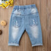 Casual Baby Boy Ripped Skinny Shorts Jeans Destroyed Frayed Designed Denim Pants