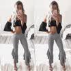 Womens Asymmetric Frill Hem Ruffle Party Pants Palazzo Cigarette Trousers