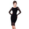 Women New Fashion Celebrity Style Long Sleeve Sheath Shift Party Wear to Work Office Bodycon Lace Pencil Dress