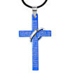 Mens Genuine thong leather necklace with stainless steel cross pendant Two Color