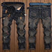 Mens Stylish Ripped Jeans Denim Trousers Stright Distress Frayed Biker Pants