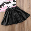 Cotton Toddler Kids Baby Girl Camo Tops PU Leather Skirt Outfit Clothes Summer