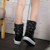 Hot Sale Half Knee Boots Fashion Thick Fur Warm Winter Shoes Woman Vintage Lace Up Platform Outdoor Snow Boots Women