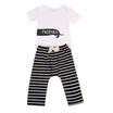 Cute Baby Boy Girl 2PCS Toddler Kids Animal Printed RomperStriped Pants Outfits