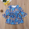Toddler Kids Baby Girls Horn Sleeve Floral Party Dress Pageant Casual Clothes