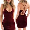 Sexy Women Velvet Bodycon Clubwear Party Cocktail Evening Pencil Midi Dresses